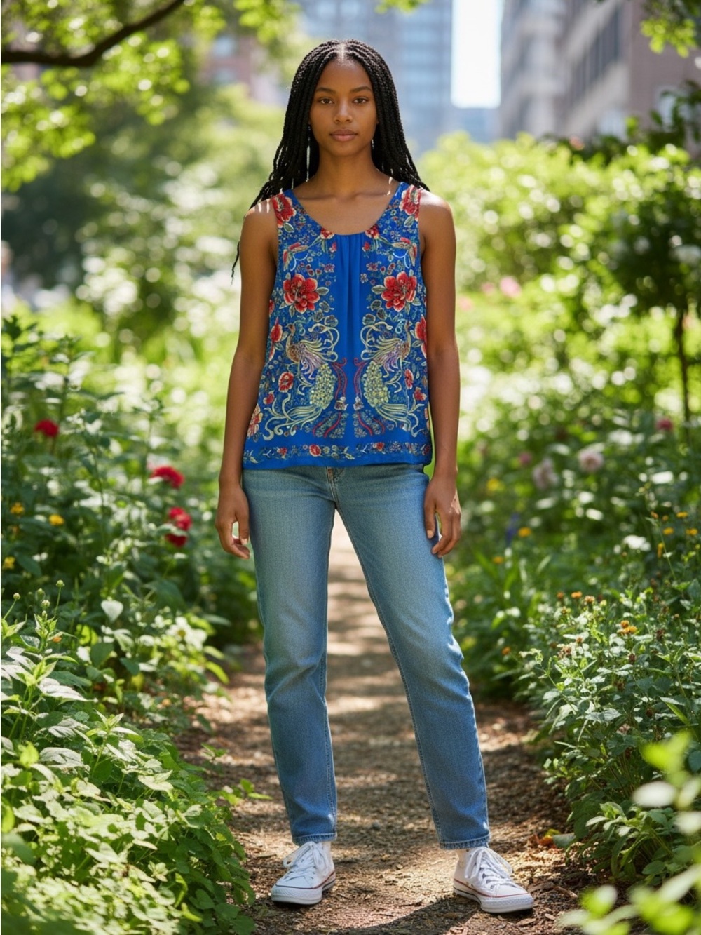 Rose & Olive Peacock Sleeveless Tank Top